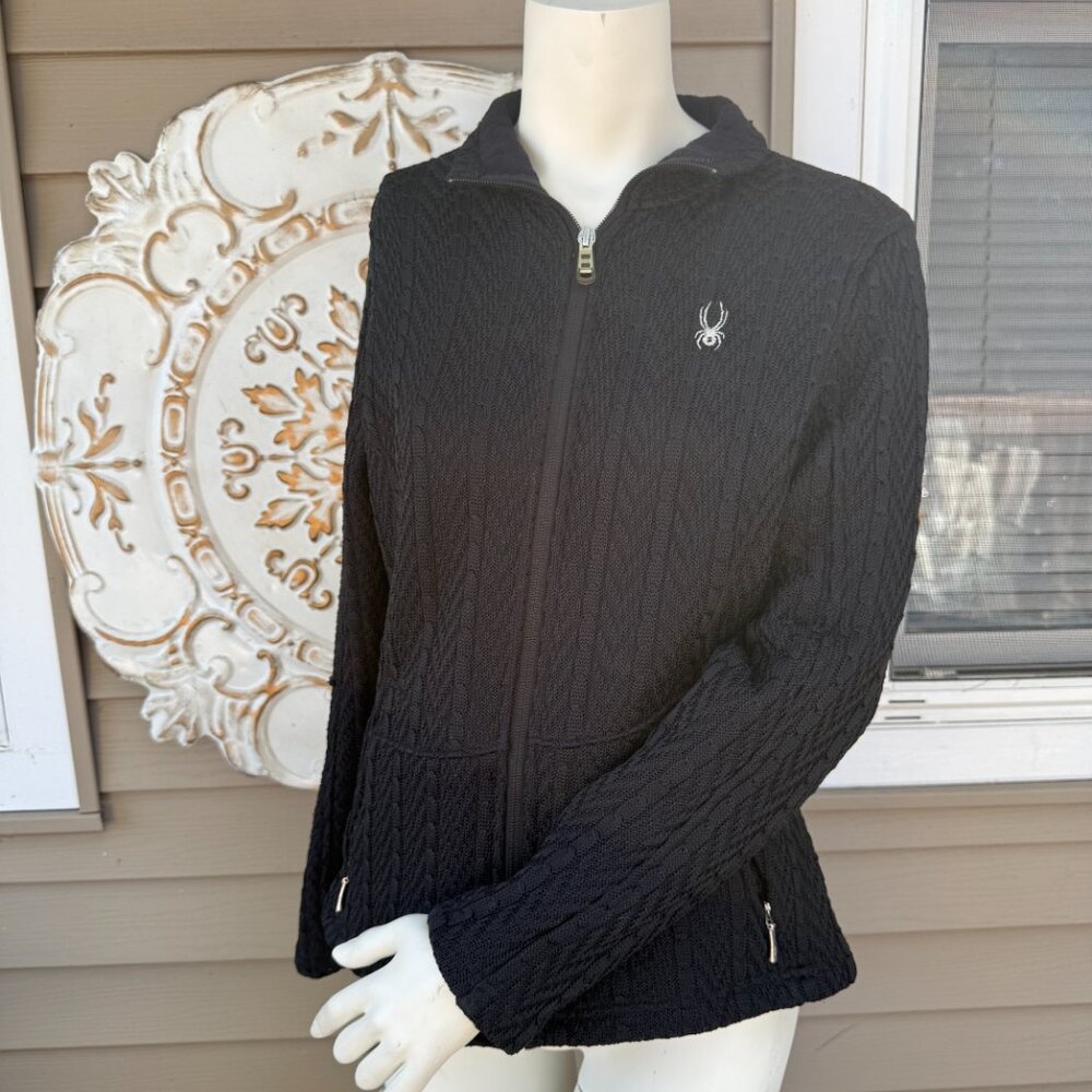 Women's Spyder Black Cable Stryke Knit Jacket - Picture 3 of 8